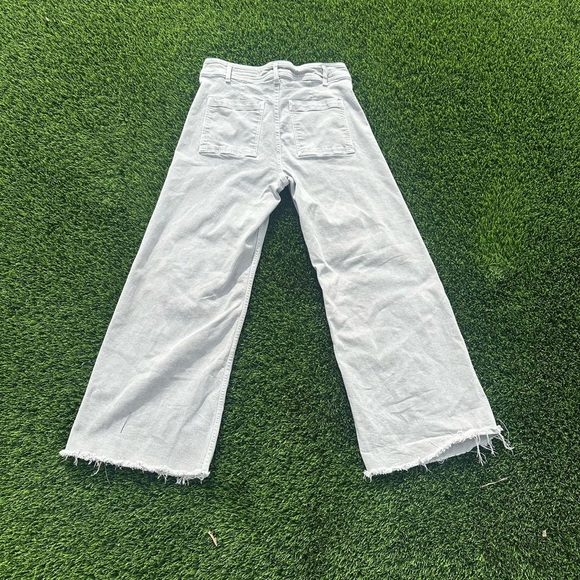 Zara Cream Relaxed Fit Jeans with Frayed Hem - Picture 3 of 4